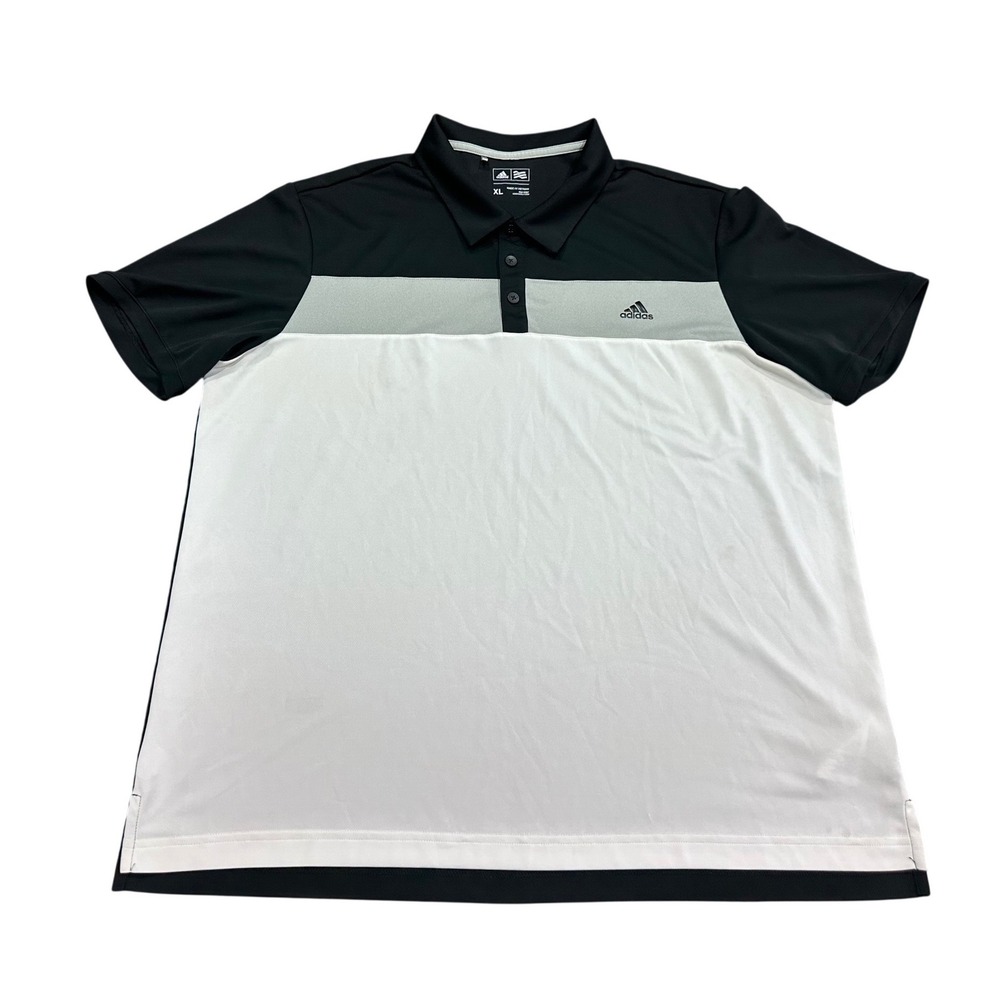 Adidas Golf Mens XL Polo Shirt Colorblock Black White‎ Grey Performance BC1995